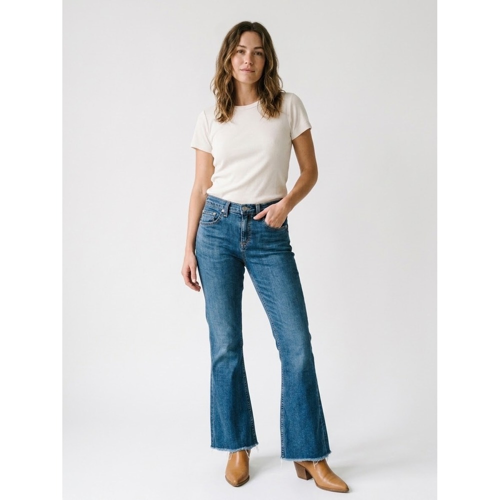 Rag & Bone Flare Jeans Paz Wash Raw Hem Blue W1594K520PAZ Size 25